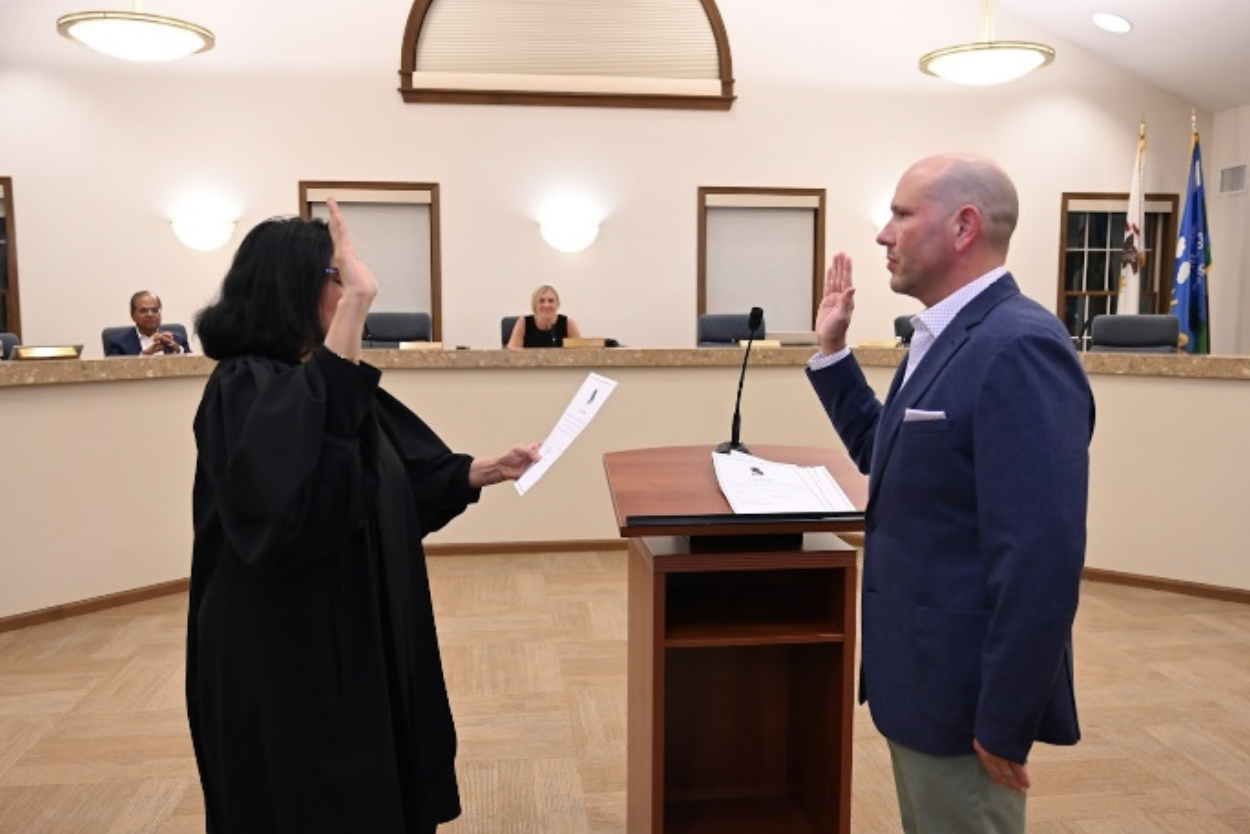 Swearing in of Trustee D. Zierk. Pictured retired Honorable Judge K. Steffen and Trustee D. Zierk. 